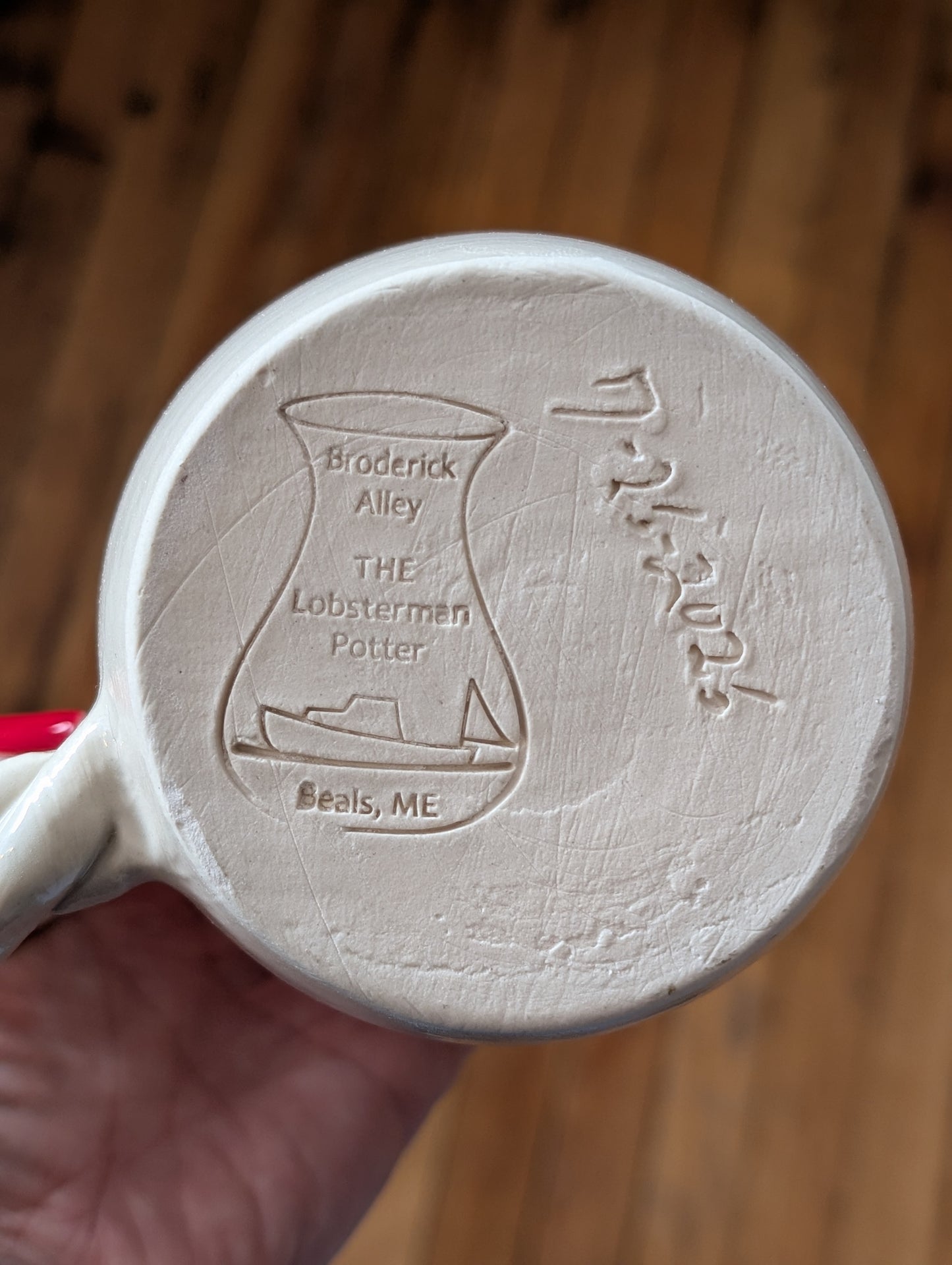 Fisherman’s Pottery - Lobster Mug with Braided Handle Made in Maine