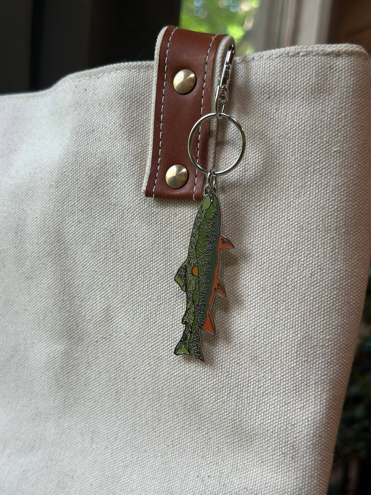Reclaimed Wild Co. | Trout + Mountains Enamel Keychain | Bag Charm