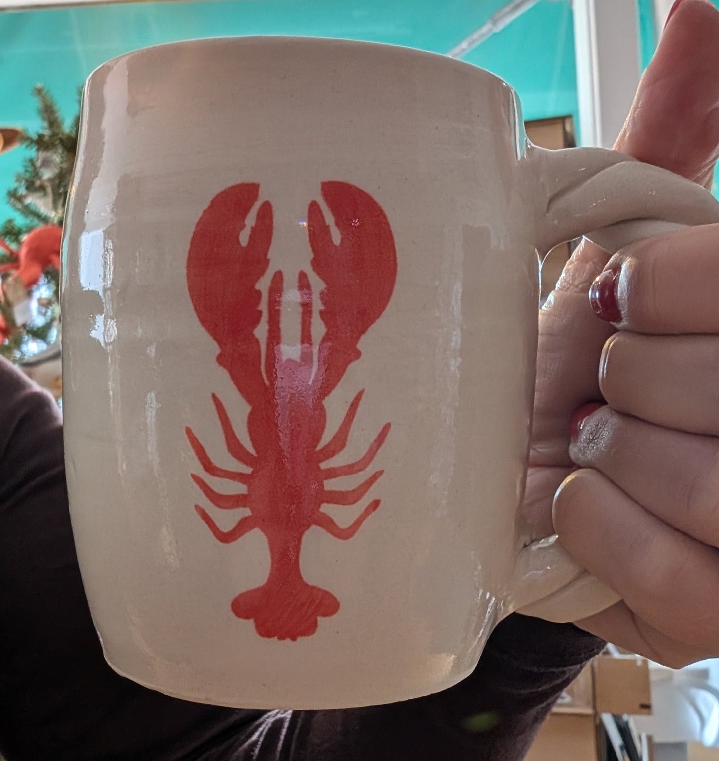 Fisherman’s Pottery - Lobster Mug with Braided Handle Made in Maine