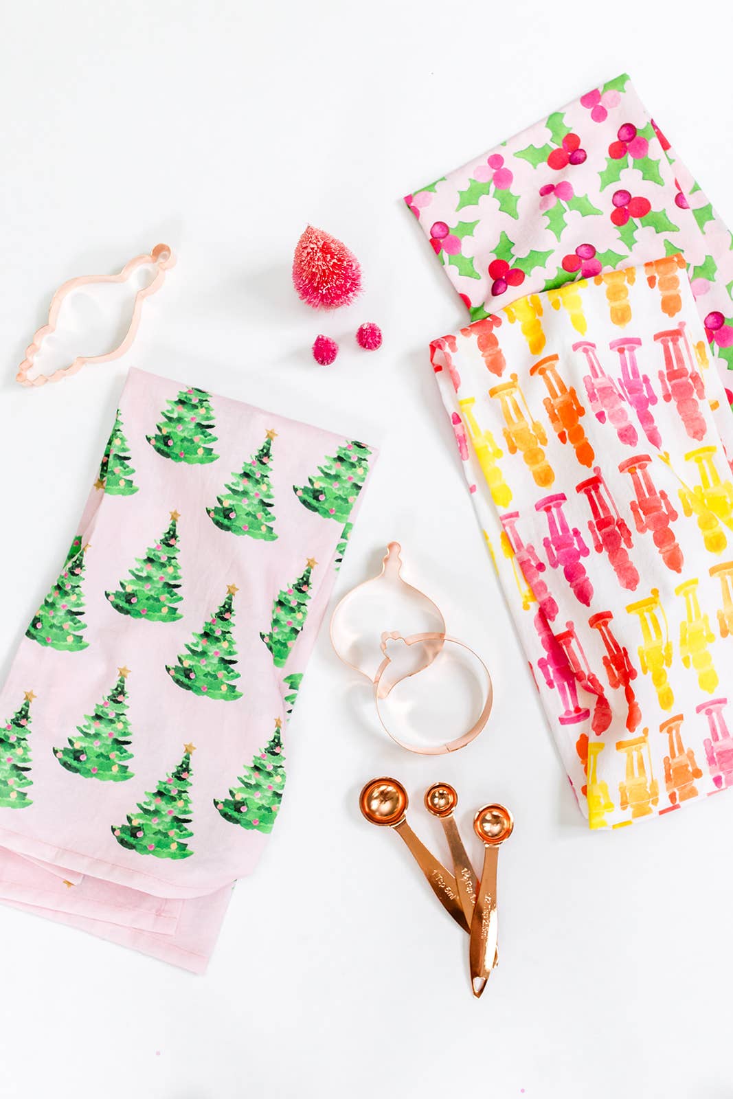 Gert & Co. - Pink Christmas Tea Towel | Christmas Trees on Pink Tea Towel