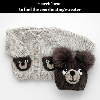 Brown Bear Knit Beanie Hat