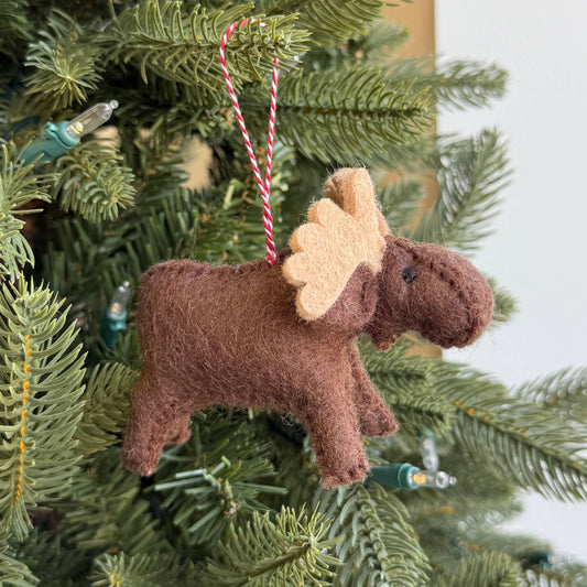Ornaments 4 Orphans | Moose Felt Wool Christmas Ornament