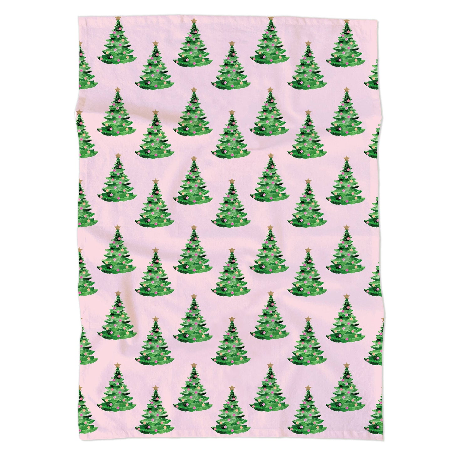 Gert & Co. - Pink Christmas Tea Towel | Christmas Trees on Pink Tea Towel