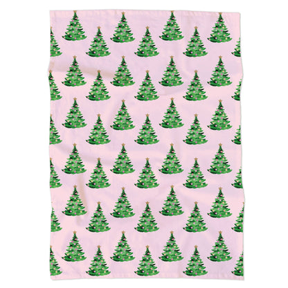 Gert & Co. - Pink Christmas Tea Towel | Christmas Trees on Pink Tea Towel