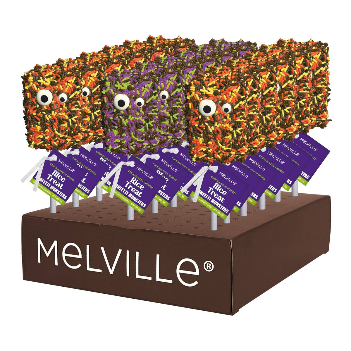 Melville Candy Co. | Halloween Monster Sprinkle Rice Treat Pops | Assorted
