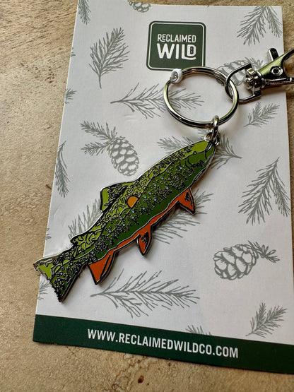 Reclaimed Wild - Trout + Mountains Enamel Keychain | Bag Charm