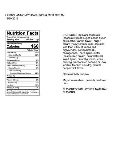 Hammond's Candies | Dark Chocolate Candy Bar | Mint Chocolate Chip - 2.25 oz
