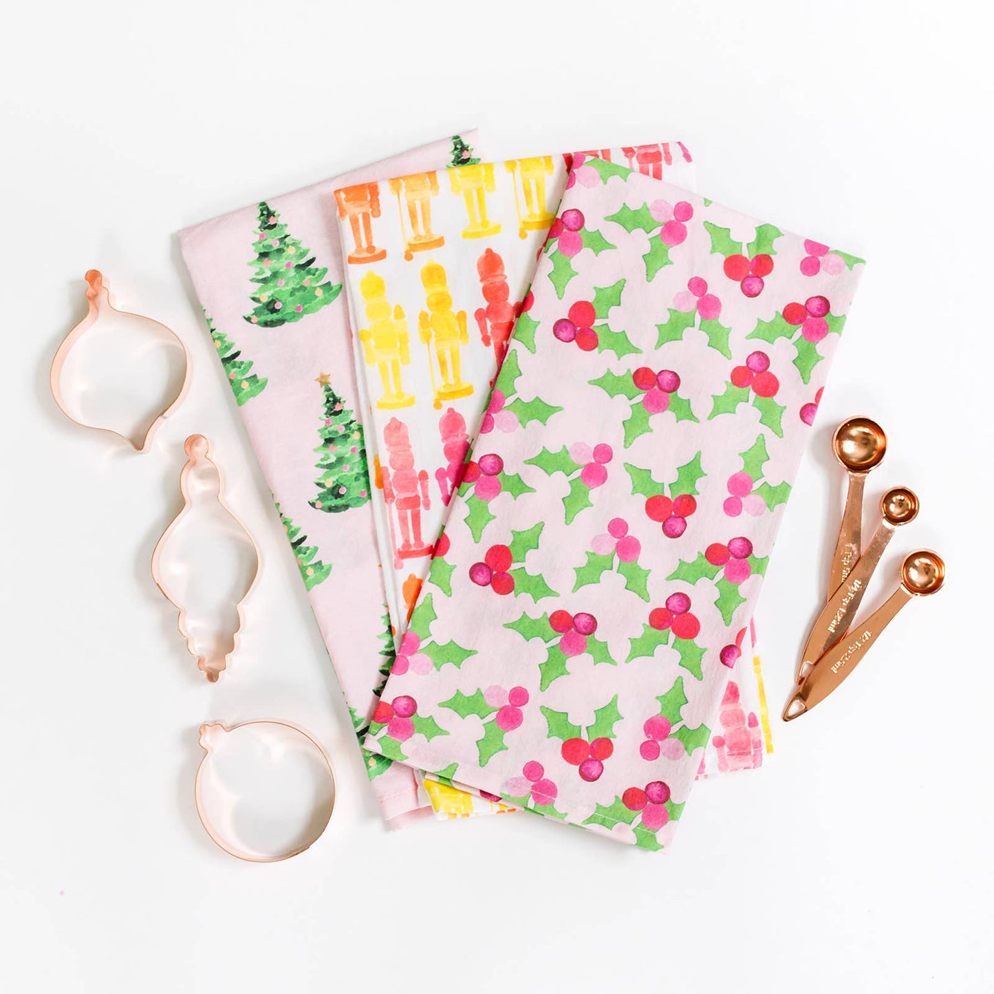 Gert & Co. - Pink Christmas Tea Towel | Christmas Trees on Pink Tea Towel