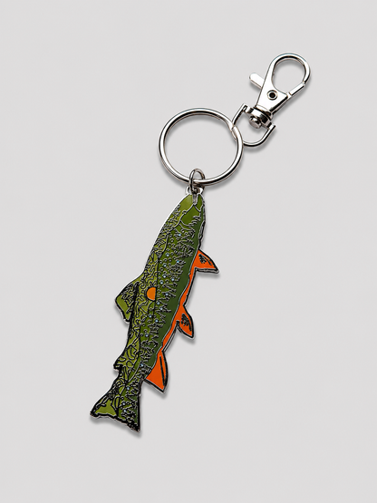 Reclaimed Wild - Trout + Mountains Enamel Keychain | Bag Charm