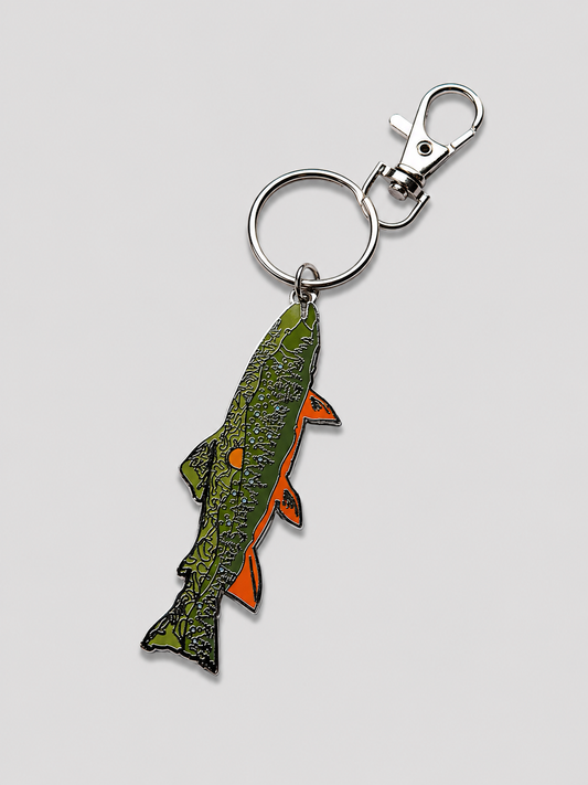 Reclaimed Wild - Trout + Mountains Enamel Keychain | Bag Charm