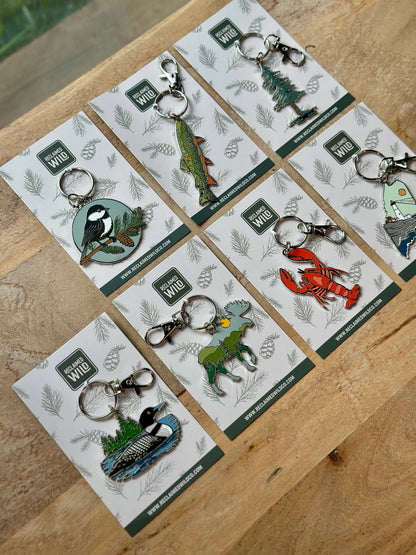 Reclaimed Wild - Trout + Mountains Enamel Keychain | Bag Charm